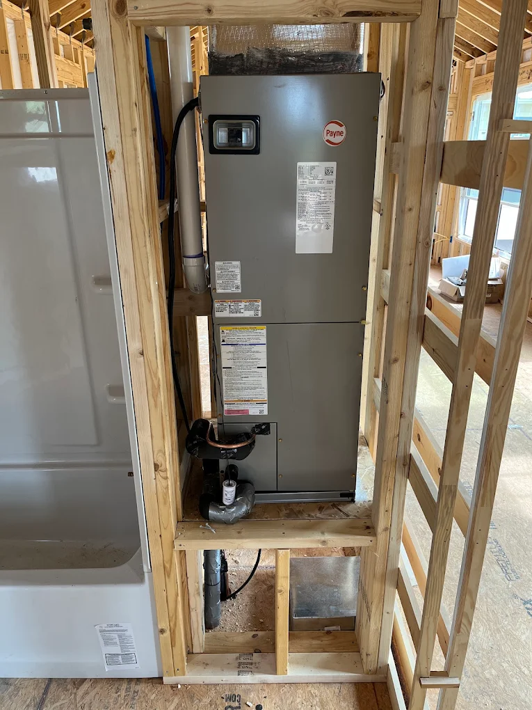 newly installed air handler in new home build