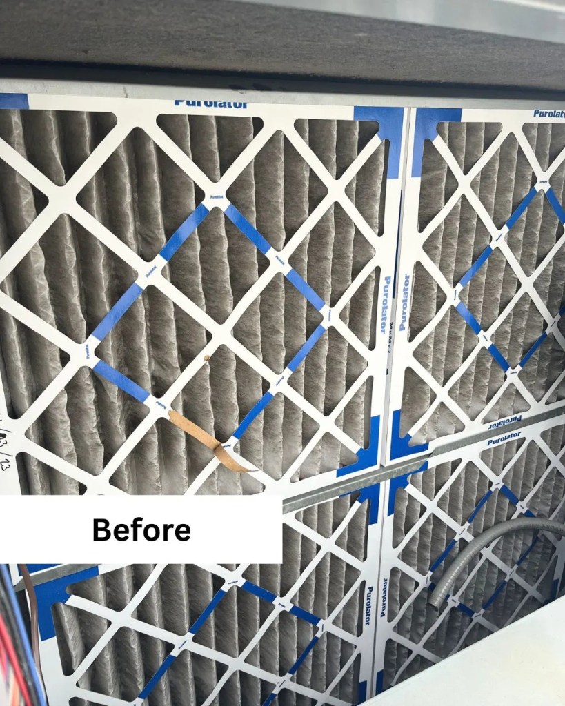 dirty commercial AC air filters